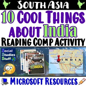 Preview of India Reading Comprehension Activity | 10 Cool Things About India | Microsoft