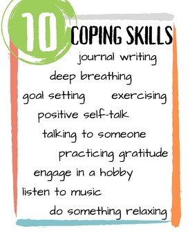 Preview of 10 Coping Skills for Self-Care Poster/Image---PDF, PNG, JPG, SVG