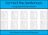 10 Correct the Sentences Printable Worksheets in PDF file.