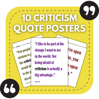 Preview of 10 Criticism Bulletin Board Posters | Middle & High School Classroom Decor