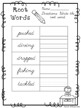 10 Cursive Root Word Worksheets. Kindergarten-2nd Grade ...