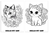 10 Cute Cat With Flower Coloring Pages