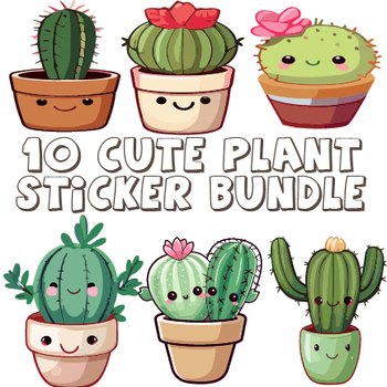 10 Cute Plant Stickers Printable Svg PNG Eps Pack by Shop Sweet