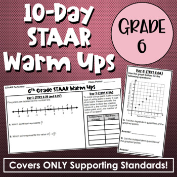 Preview of 10 Day Review for 6th Grade Math BUNDLE: Warm-Ups and Study Guide/Book