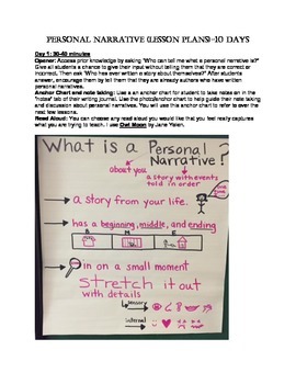 Preview of 10 Days of Teaching How to Write a Personal Narrative