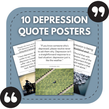 Preview of 10 Depression Posters | Mental Health Awareness | Therapy Room Decor