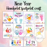 10 Design BUNDLE Happy New year 2024 Handprint Footprint a