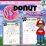 10 Donuts Logic Puzzles Brain Teasers & Math Challenges Set 1