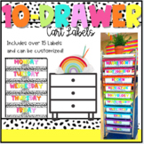 10 Drawer Cart Boho Speckled Rainbow BRIGHTS labels