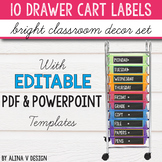 10 Drawer Cart Labels Editable Chalkboard Classroom Decor