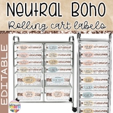 10 Drawer Cart Labels - Editable Neutral Boho Classroom Decor