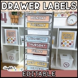 10 Drawer Cart Labels Editable | Neutral Classroom Decor |