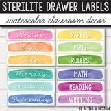 10 Drawer Cart Labels Editable Watercolor Classroom Decor