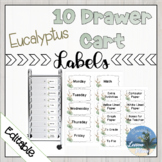 10 Drawer Cart Labels Eucalyptus Pattern EDITABLE