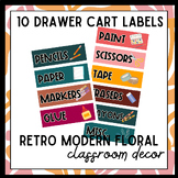 10 Drawer Cart Labels | RETRO MODERN FLORAL THEME