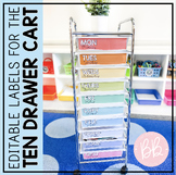 10 Drawer Cart Labels | Rainbow and Pastel Classroom Decor