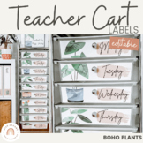 10 Drawer Cart Labels | Rustic Boho Plants Teacher Trolley
