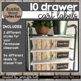 10 Drawer Cart Labels (Farmhouse Rustic Wood)
