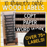 10 Drawer Cart Labels | Wood Farmhouse Theme