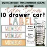 10 Drawer Cart Labels Editable l MODERN NEUTRAL CALM Colour Decor