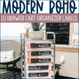 Modern Boho Classroom Decor | 10 Drawer Organizer Cart Labels