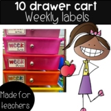 10 Drawer Rolling Cart Labels