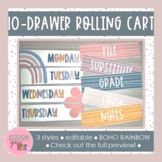 10-Drawer Rolling Cart Labels | BOHO RAINBOW | EDITABLE | 