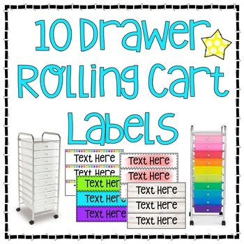 Preview of 10 Drawer Rolling Cart Labels *EDITABLE*