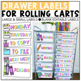 Editable 10 Drawer Rolling Cart Labels, Bright Classroom D