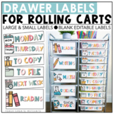 Editable 10 Drawer Rolling Cart Labels, Boho Classroom Dec