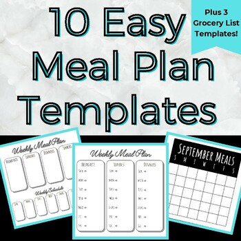 Your Meal Planning Template: 3 meal planners, 1 for kids - Squawkfox