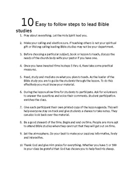 Preview of 10 Easy Steps for Leading Bible study