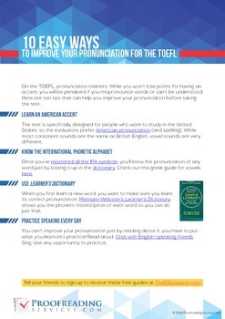 Preview of 10 Easy Ways to Improve Your Pronunciation for the TOEFL