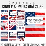 10 Editable American Flag Day Binder Covers & Spines, US L