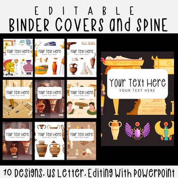 Preview of 10 Editable Ancients Binder Covers & Spines, US Letter, PowerPoint