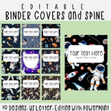 10 Editable Astronauts Pattern Binder Covers & Spines, US 