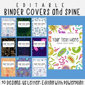 Preview of 10 Editable Biological Pattern Binder Covers & Spines, US Letter, PowerPoint