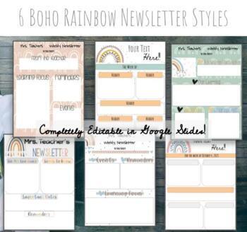 Preview of 10 Editable Boho Rainbow Newsletter Template