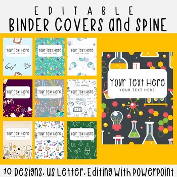 Preview of 10 Editable Chemistry Pattern Binder Covers & Spines, US Letter, PowerPoint