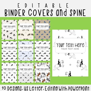 Preview of 10 Editable Equestrian Dressage Binder Covers & Spines, US Letter, PowerPoint