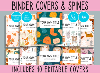 Preview of 10 Editable Fall / Autumn Binder Covers, 1, 1.5, 2" Spines, A4+Letter, PDF+PPTX