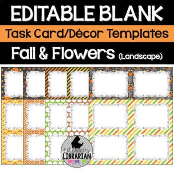 Preview of 10 Editable Fall & Flowers Task Card Decor Templates (Landscape) PPT