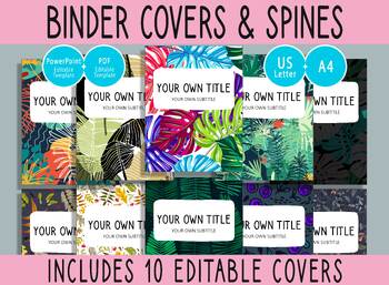 Preview of 10 Editable Floral Pattern Binder Covers, 1, 1.5, 2" Spines, A4+Letter, PDF+PPTX