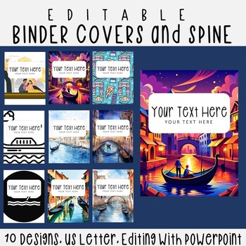 Preview of 10 Editable Gondola Binder Covers & Spines, US Letter, PowerPoint