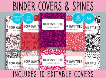 Preview of 10 Editable Heart Binder Covers, 1, 1.5, 2" Spines, A4+Letter, PDF+PPTX