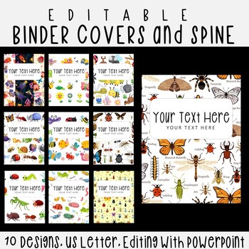 Preview of 10 Editable Insects Pattern Binder Covers & Spines, US Letter, PowerPoint