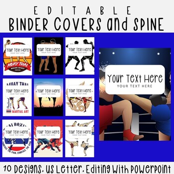 Preview of 10 Editable Muay Thai Binder Covers & Spines, US Letter, PowerPoint