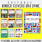 10 Editable National Flags Pattern Binder Covers & Spines,