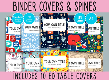 Preview of 10 Editable Nursing Teacher Food Binder Cover Bundle, Includes 1",1.5",2" Spines