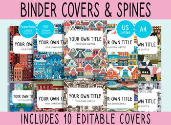 Preview of 10 Editable Old House Binder Covers, 1, 1.5, 2" Spines, A4+Letter, PDF+PPTX
